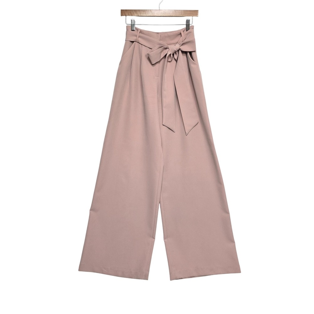 MILLY Wide Leg High Waisted Tie Waist Pants Blush Pink Size 2